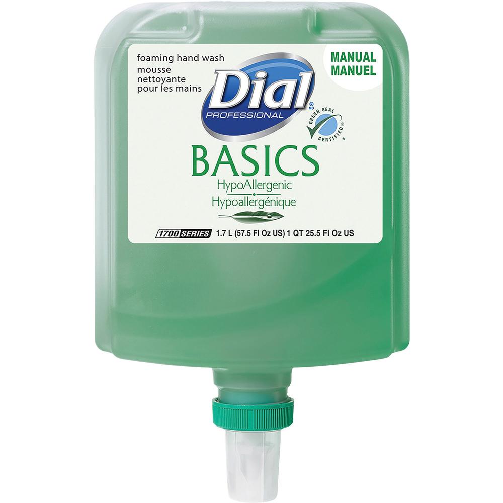 Dial 1700 Basics HypAllergenic Foam Soap - 57.5 fl oz (1700.5 mL) - Home, Healthcare, School, Office, Restaurant, Daycare - Green - 1 Each. Picture 1