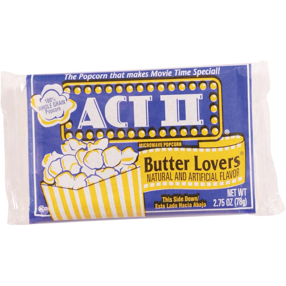 ACT II Butter Lovers Microwave Popcorn - Microwavable - Butter - 2.75 oz - 36 / Carton. Picture 1