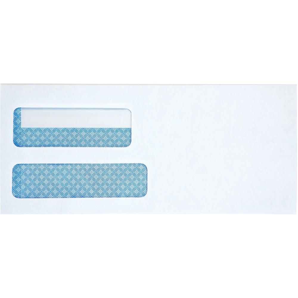Business Source Double Window #10 Envelopes - Double Window - #10 - 24 lb - Self-sealing - 500 / Box - White. Picture 1