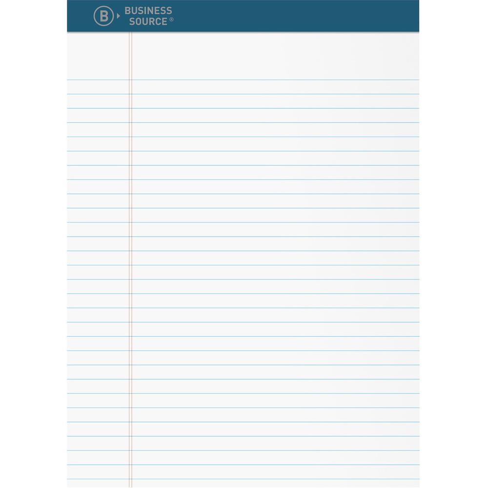 Business Source Premium Writing Pad - 2.50" x 8.5" x 11.8" - White Paper - Tear Proof, Sturdy Back, Bleed-free - 1 Dozen. Picture 1