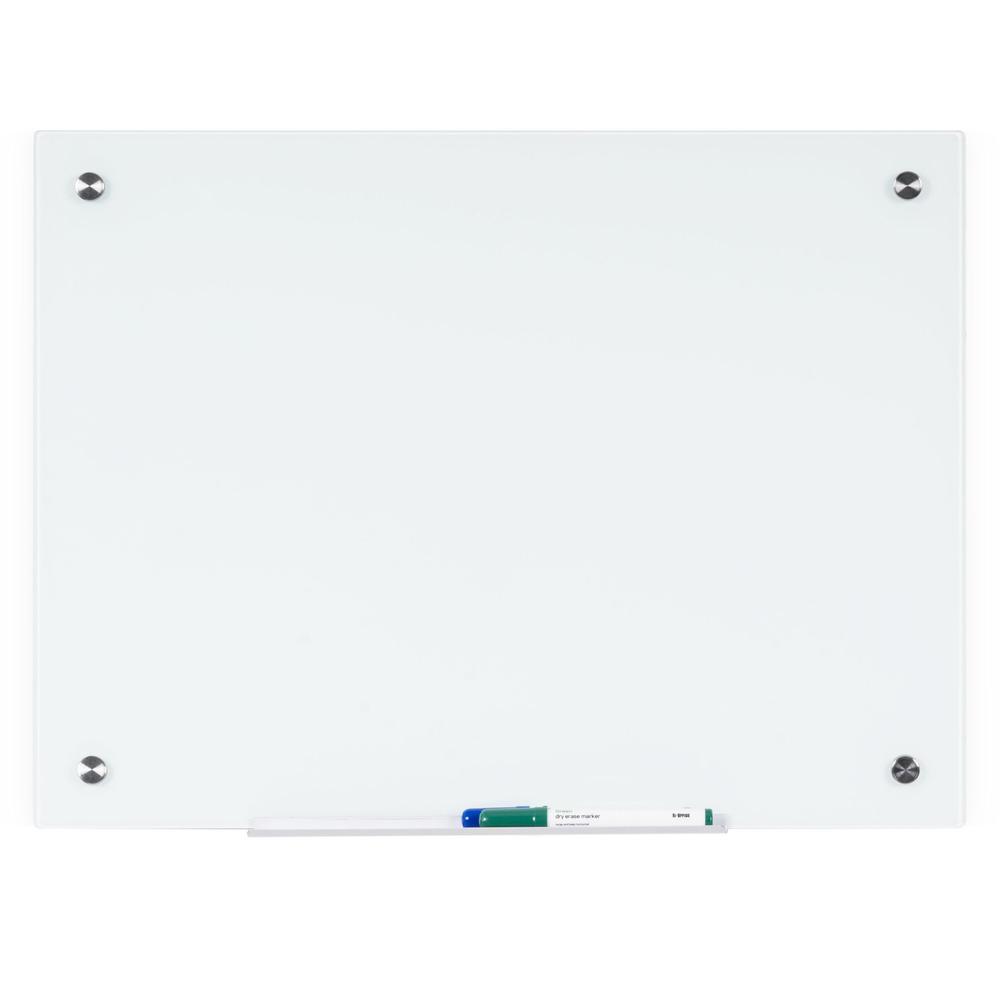 Bi-silque Dry-Erase Glass Board - 18" (1.5 ft) Width x 24" (2 ft) Height - White Glass Surface - Rectangle - Horizontal/Vertical - 1 Each. The main picture.