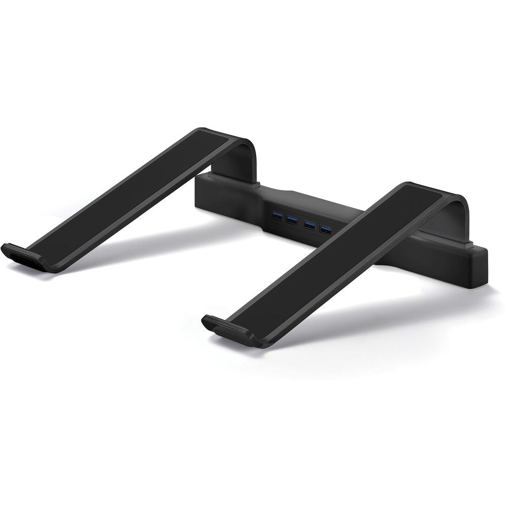DAC Non-Skid Laptop Stand With 4-Port USB 3.0 Hub - 3" Height x 9.8" Width - Aluminum Alloy - Black. Picture 1