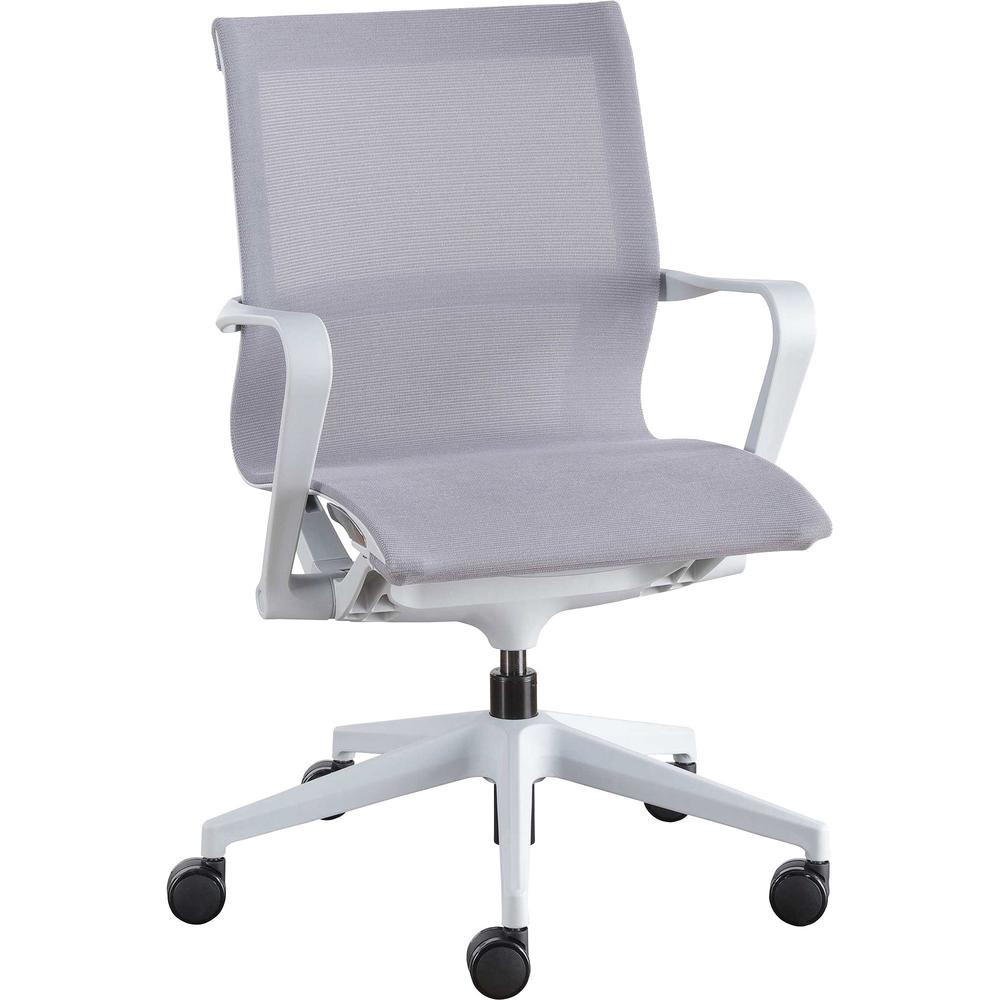 Lorell Executive Mesh Mid-back Chair - Nylon Seat - Nylon, Mesh Back - Plastic Frame - Mid Back - 5-star Base - Gray - 1 Each. Picture 1