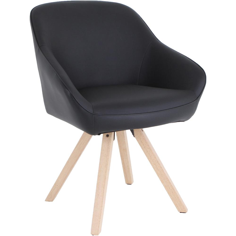 Lorell Natural Wood Legs Modern Guest Chair - Four-legged Base - Black - 1 Each. Picture 1