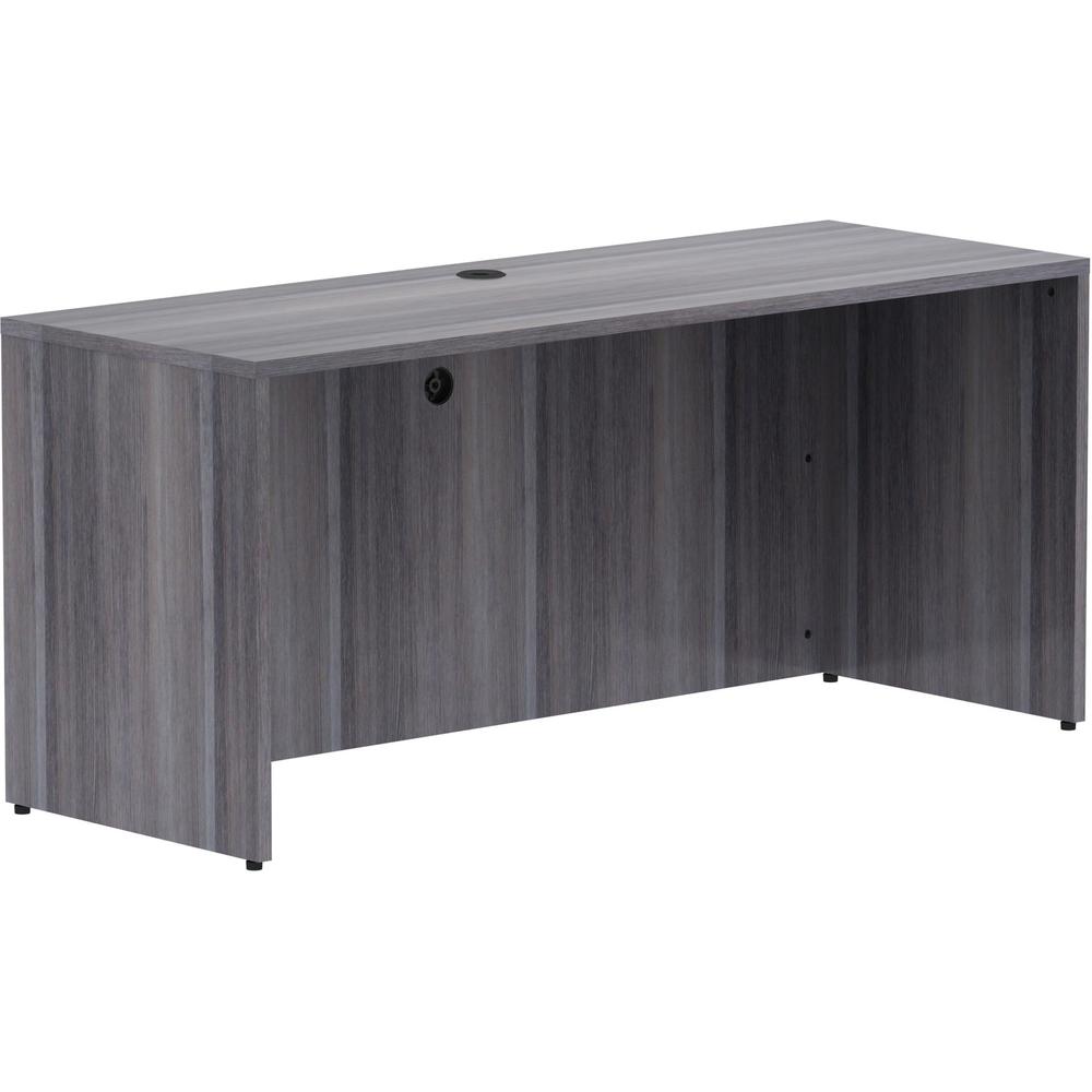 Lorell Weathered Charcoal Laminate Desking - 66" x 24" x 29.5"Credenza Shell, 1" Top - Material: Polyvinyl Chloride (PVC) Edge - Finish: Weathered Charcoal Laminate, Silver Brush. The main picture.