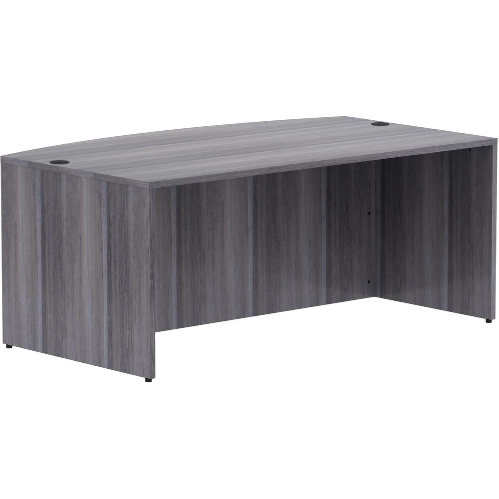 Lorell Essentials Series Bowfront Desk Shell - 72" x 41.4"29.5" Desk Shell, 1" Top - Bow Front Edge - Finish: Weathered Charcoal Laminate. Picture 1