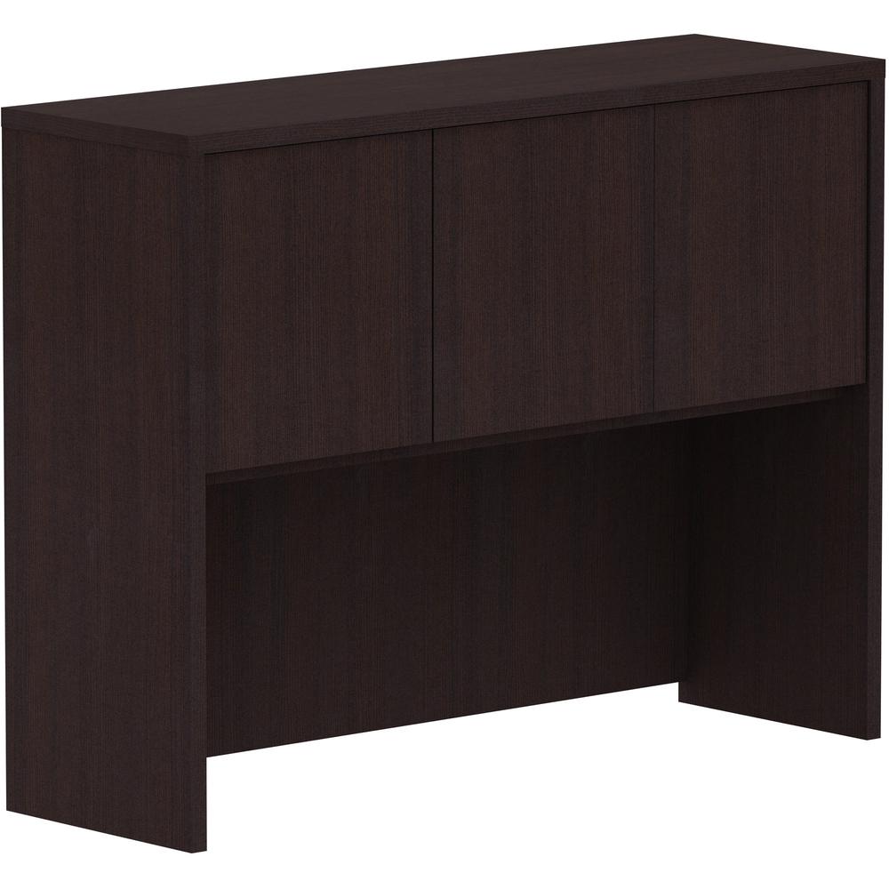 Lorell Essentials Series Stack-on Hutch with Doors - 48" x 15"36" - 3 Door(s) - Finish: Espresso Laminate. Picture 1