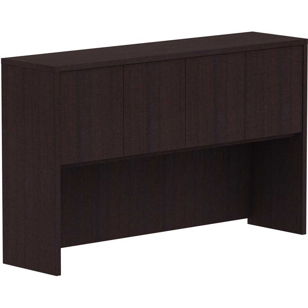 Lorell Essentials Series Stack-on Hutch with Doors - 60" x 15"36" - 4 Door(s) - Finish: Espresso Laminate. Picture 1