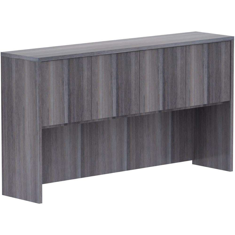 Lorell Weathered Charcoal Laminate Desking - 66" x 15" x 36" - Drawer(s)4 Door(s) - Material: Polyvinyl Chloride (PVC) Edge - Finish: Weathered Charcoal Laminate. Picture 1