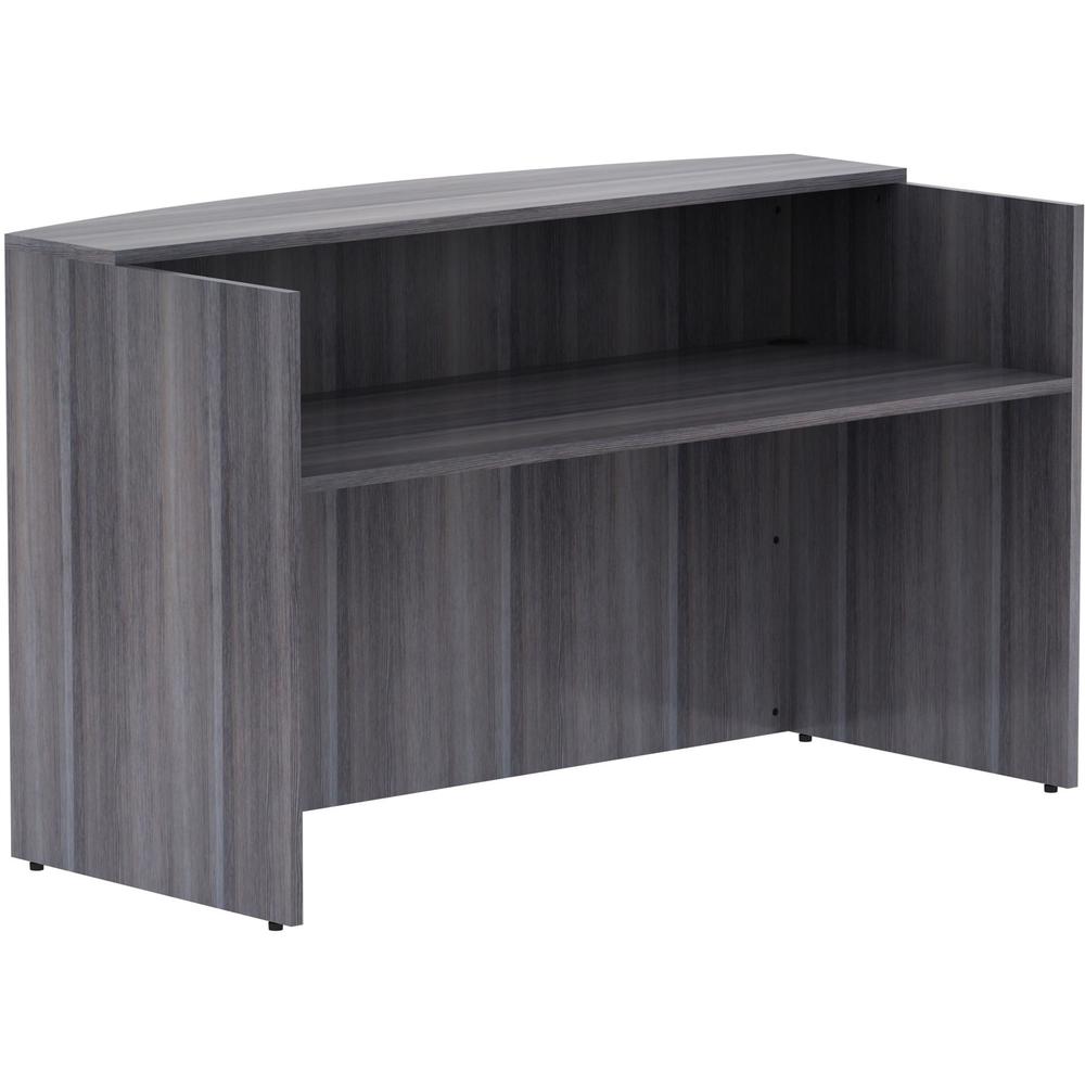 Lorell Essentials Series Front Reception Desk - 72" x 36"42.5" Desk, 1" Top - Finish: Weathered Charcoal Laminate. Picture 1