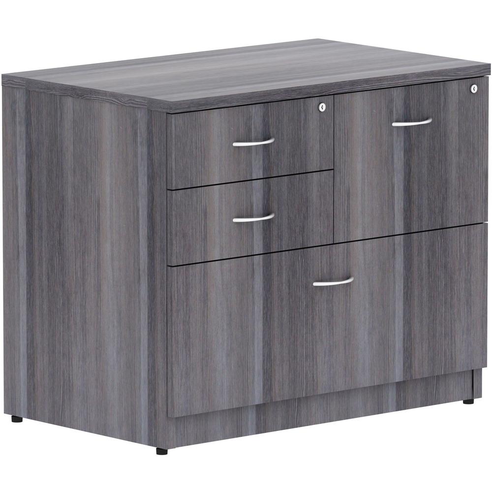 Lorell Essentials Series Box/Box/File Lateral File - 35.5" x 22"29.5" Lateral File, 1" Top - 4 x File, Box Drawer(s) - Finish: Weathered Charcoal Laminate. Picture 1