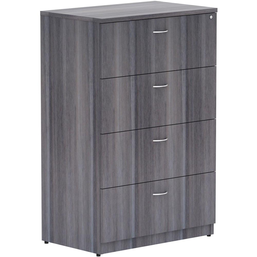 Lorell Essentials Series 4-Drawer Lateral File - 35.5" x 22"54.8" Lateral File, 1" Top - 4 x File Drawer(s) - Finish: Weathered Charcoal Laminate. Picture 1