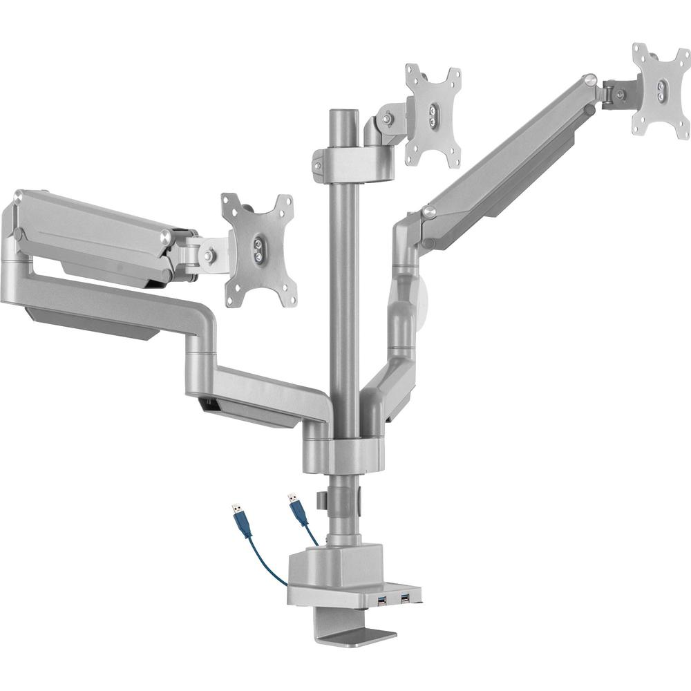 Lorell Mounting Arm for Monitor - Gray - Height Adjustable - 3 Display(s) Supported - 15.40 lb Load Capacity - 75 x 75, 100 x 100 - 1 Each. Picture 1