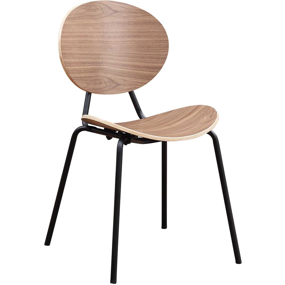 Lorell Bentwood Cafe Chairs - Plywood Seat - Plywood Back - Metal, Powder Coated Steel Frame - Walnut - 2 / Carton. Picture 1