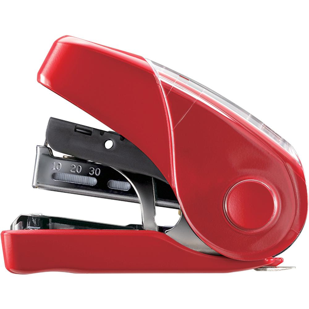 MAX Flat Clinch Mini Stapler - 25 Sheets Capacity - 1 Each - Red. Picture 1