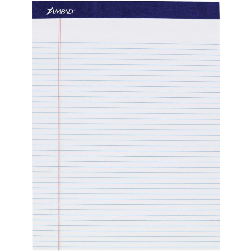 Ampad Legal Ruled Writing Pad - Legal Ruled - 1" x 8.5"11.8" - Smooth Surface, Perforated, Sturdy Back - 4 / Pack. The main picture.