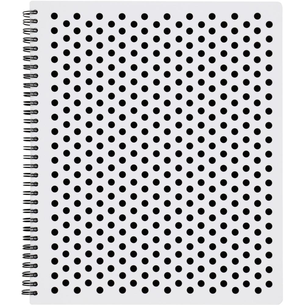 TOPS Polka Dot Design Spiral Notebook - Double Wire Spiral - College Ruled - 3 Hole(s) - 11" x 9" - Black Polka Dot Cover - Micro Perforated, Hole-punched, Durable, Wear Resistant, Damage Resistant - . Picture 1