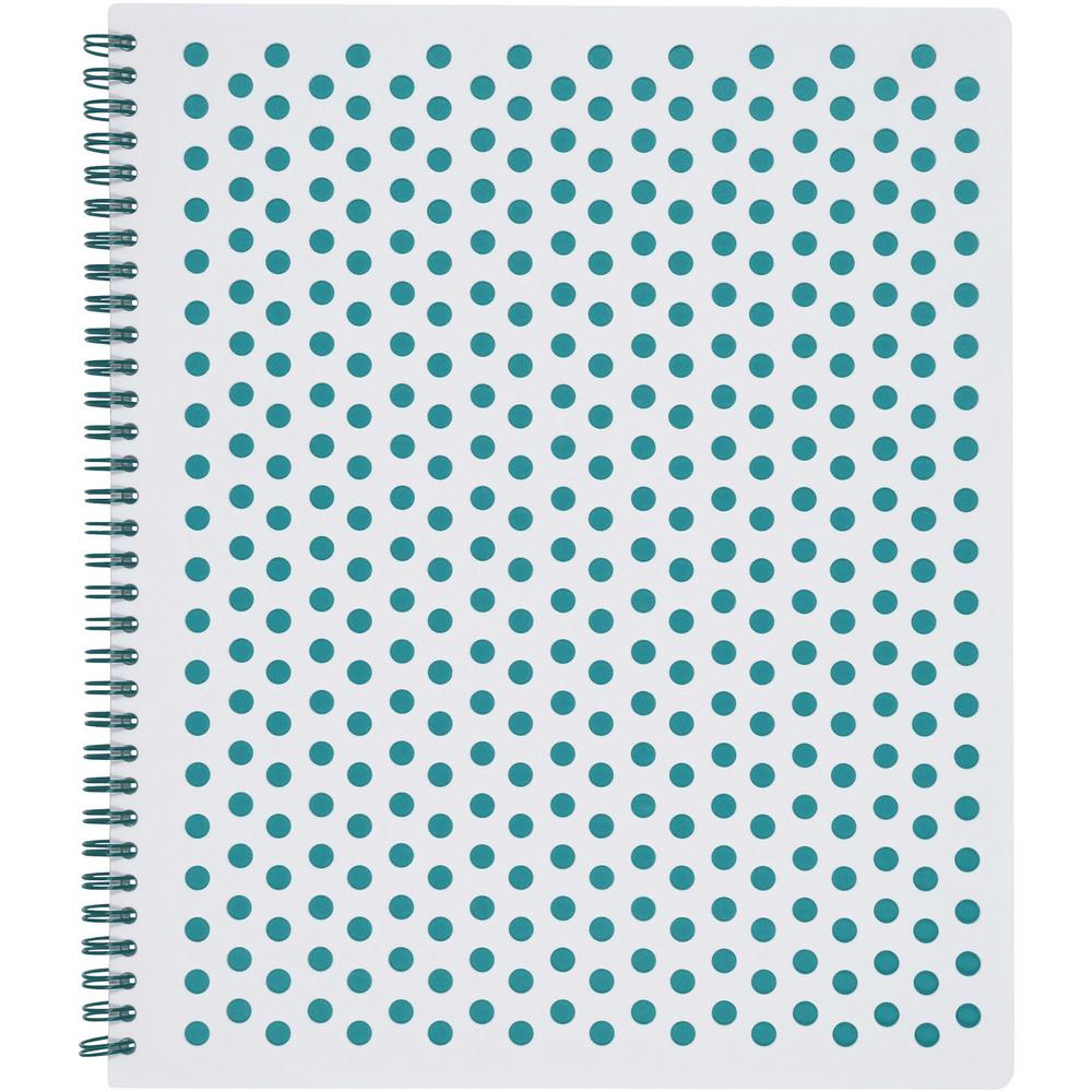 TOPS Polka Dot Design Spiral Notebook - Double Wire Spiral - College Ruled - 3 Hole(s) - 11" x 9" - Teal Polka Dot Cover - Micro Perforated, Hole-punched, Durable, Wear Resistant, Damage Resistant - 1. Picture 1