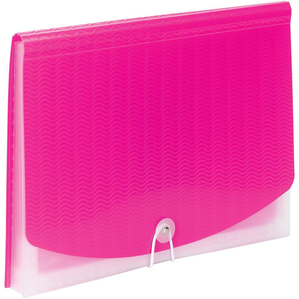 Smead Letter Expanding File - 8 1/2" x 11" - 7 Pocket(s) - 6 Divider(s) - Multi-colored, Pink, Clear - 1 Each. Picture 1