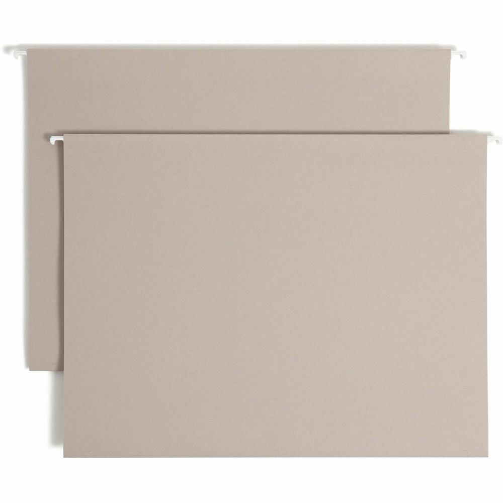 Smead TUFF 1/3 Tab Cut Legal Recycled Hanging Folder - 8 1/2" x 14" - 4" Expansion - Top Tab Location - Assorted Position Tab Position - Steel Gray - 10% Recycled - 18 / Box. The main picture.
