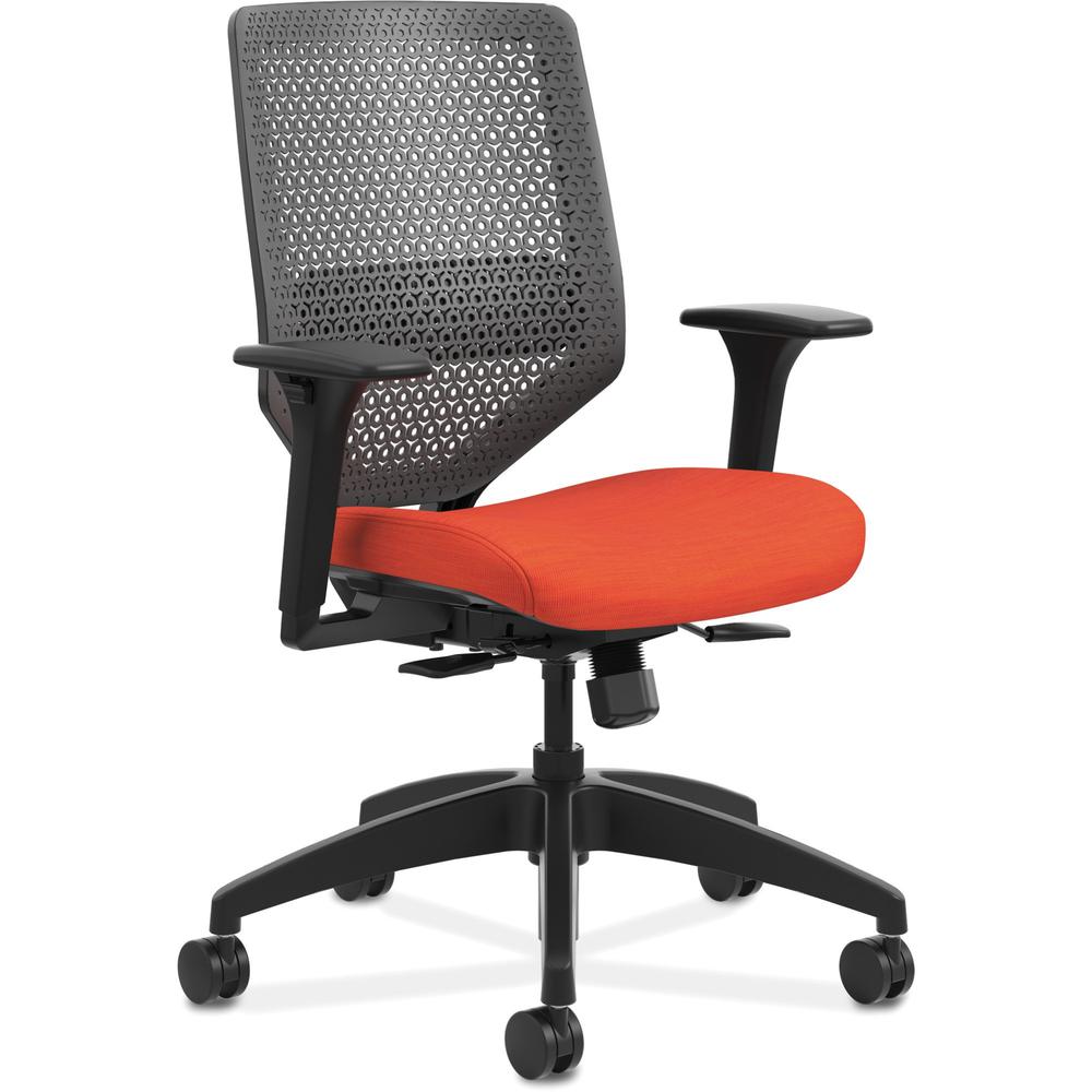 HON Solve Chair - Fabric Seat - Charcoal Back - Black Frame - Mid Back - Bittersweet. Picture 1