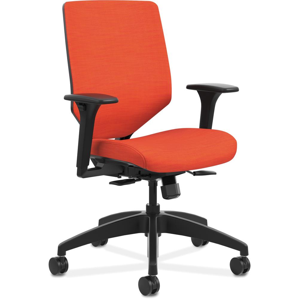 HON Solve Chair - Fabric Seat - Charcoal Fabric Back - Black Frame - Mid Back - Bittersweet. Picture 1