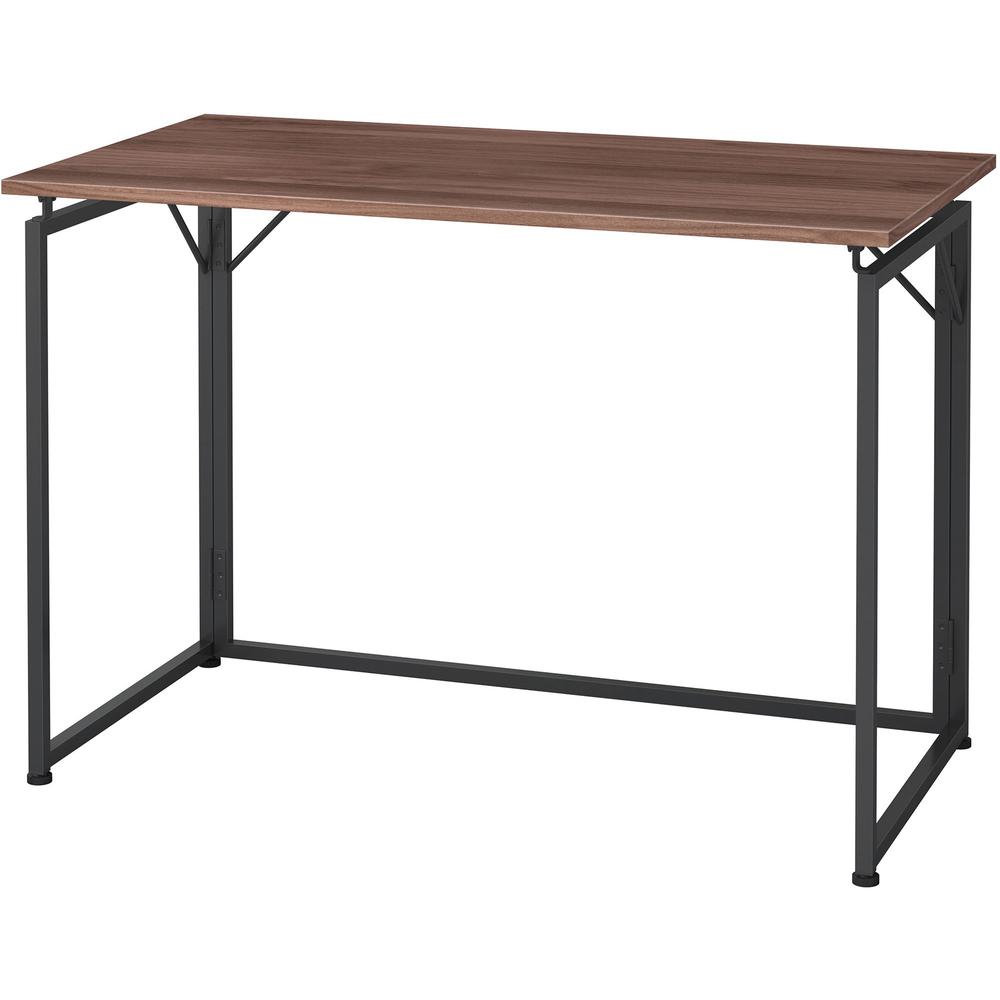 Lorell Folding Desk - For - Table TopWalnut Laminate Rectangle Top - Black Base x 43.30" Table Top Width x 23.62" Table Top Depth - 30" Height - Assembly Required - Brown - 1 Each. Picture 1