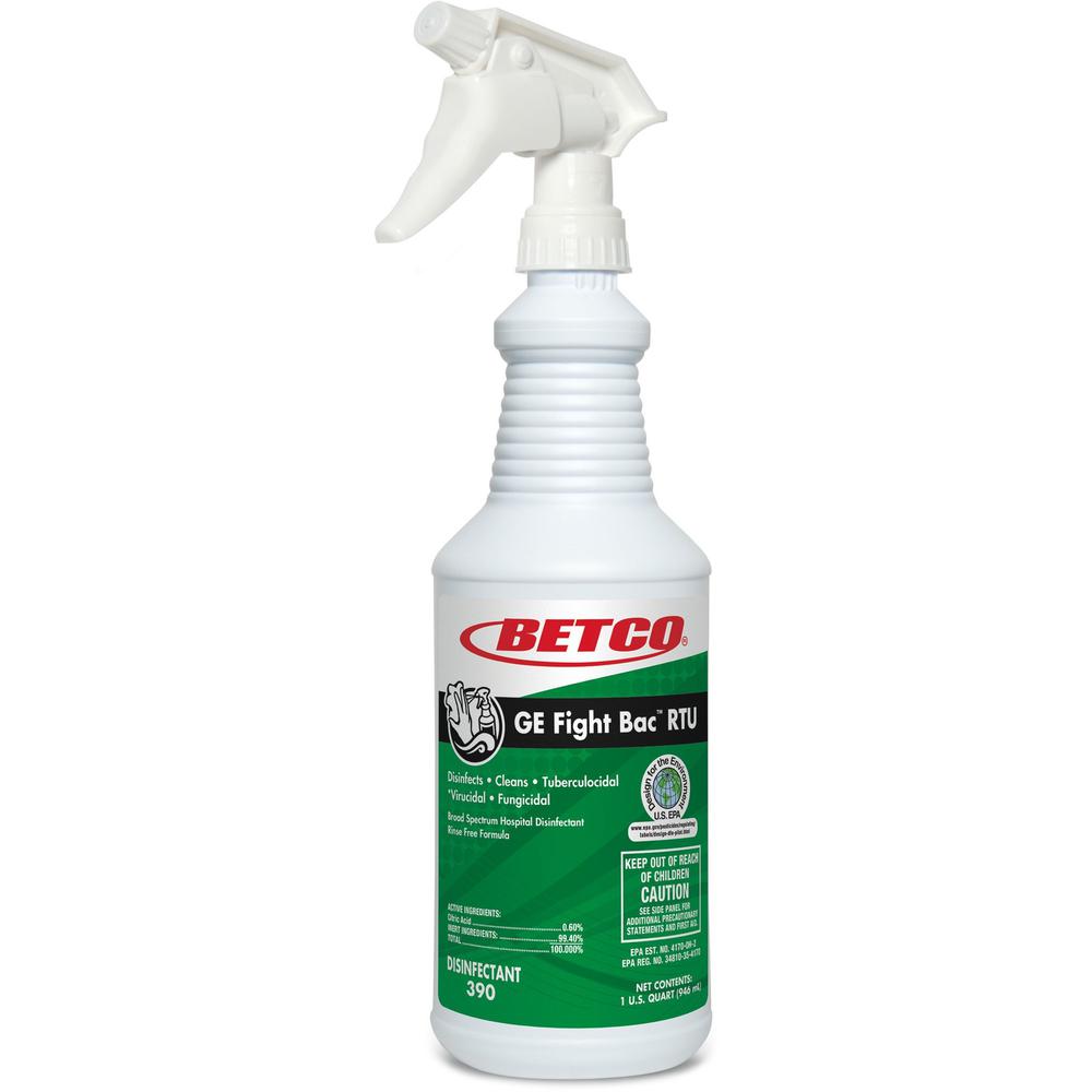 Green Earth Fight Bac RTU Disinfectant - Ready-To-Use - 32 fl oz (1 quart) - 1 Each - Clear. The main picture.