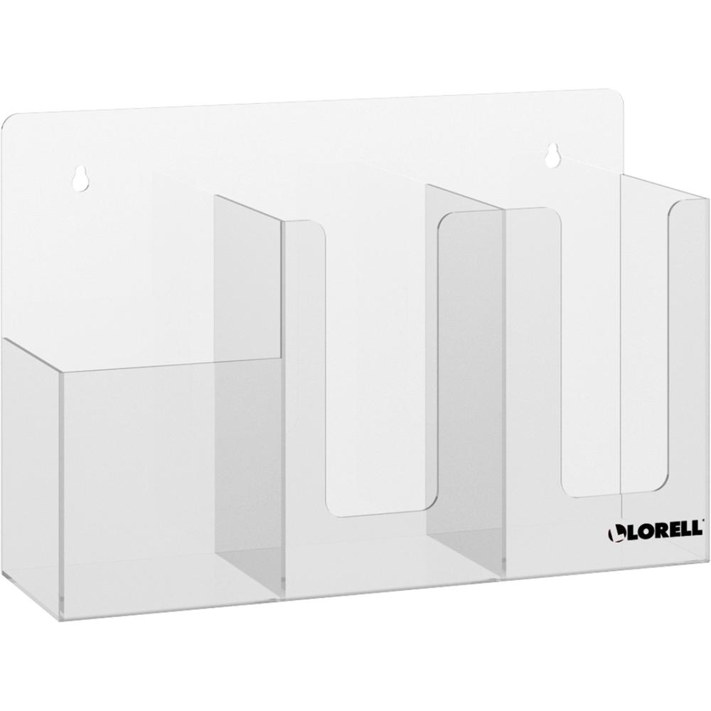 Lorell Acrylic Sanitation Station - 9.9" Height x 14.8" Width x 4.5" Depth - Wall Mountable, Freestanding, Countertop, Tabletop - Acrylic - Clear. The main picture.
