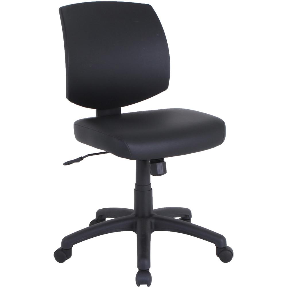 Lorell Task Chair - Polyvinyl Chloride (PVC) Seat - Polyvinyl Chloride (PVC) Back - 5-star Base - Black - 1 Each. Picture 1