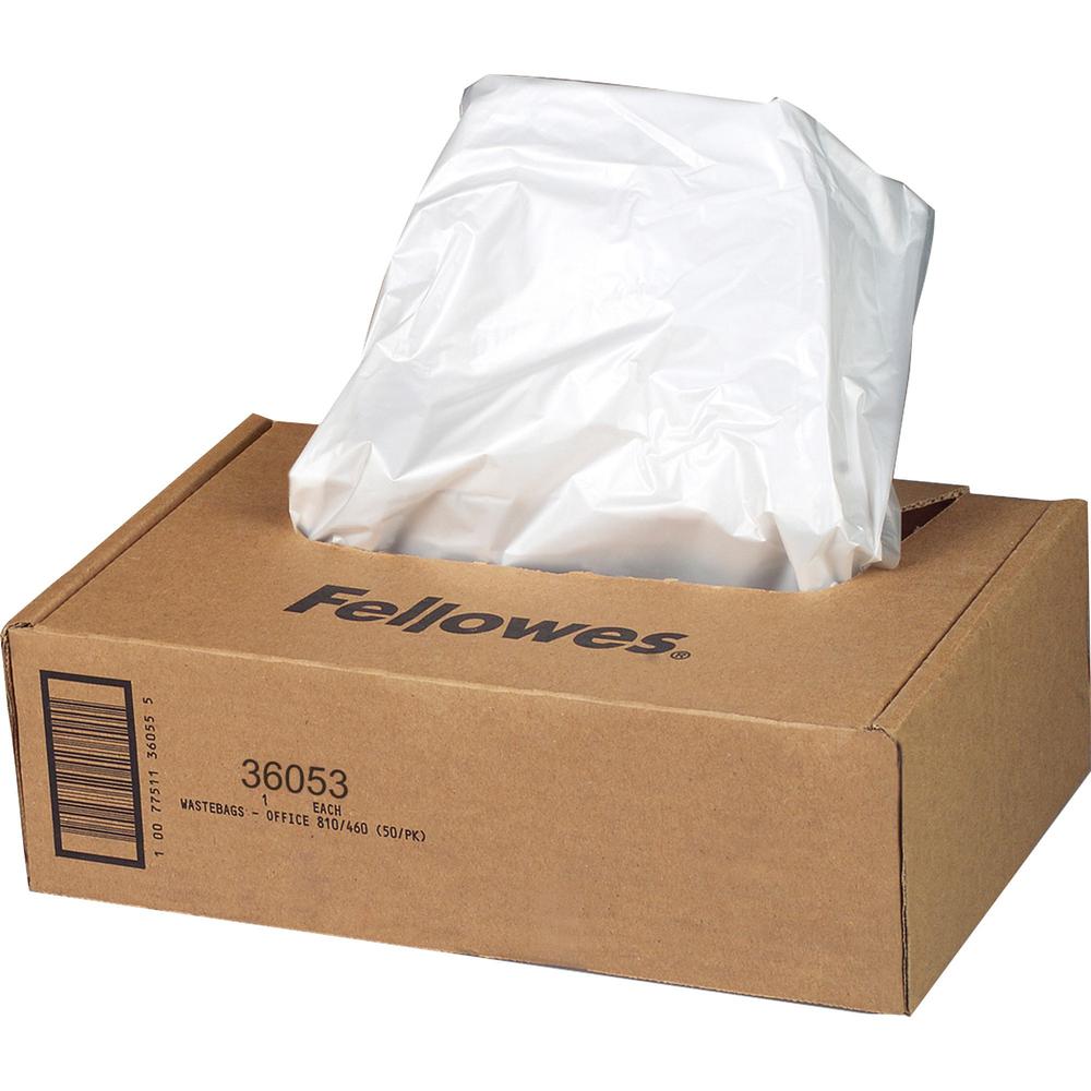 Fellowes AutoMax 130C/200C Shredder Waste Bags - 9 gal - 30" Height x 29" Width x 14" Depth - 100/Box - Plastic - Clear. Picture 1
