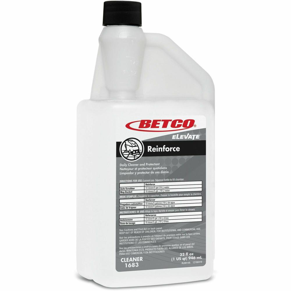 Betco Elevate Reinforce Cleaner, Citrus Scent, 32 Oz, Pack Of 6 - Ready-To-Use - 32 fl oz (1 quart) - Citrus Scent - 6 / Carton - Abrasion Resistant, Scuff Resistant, Scratch Resistant. Picture 1
