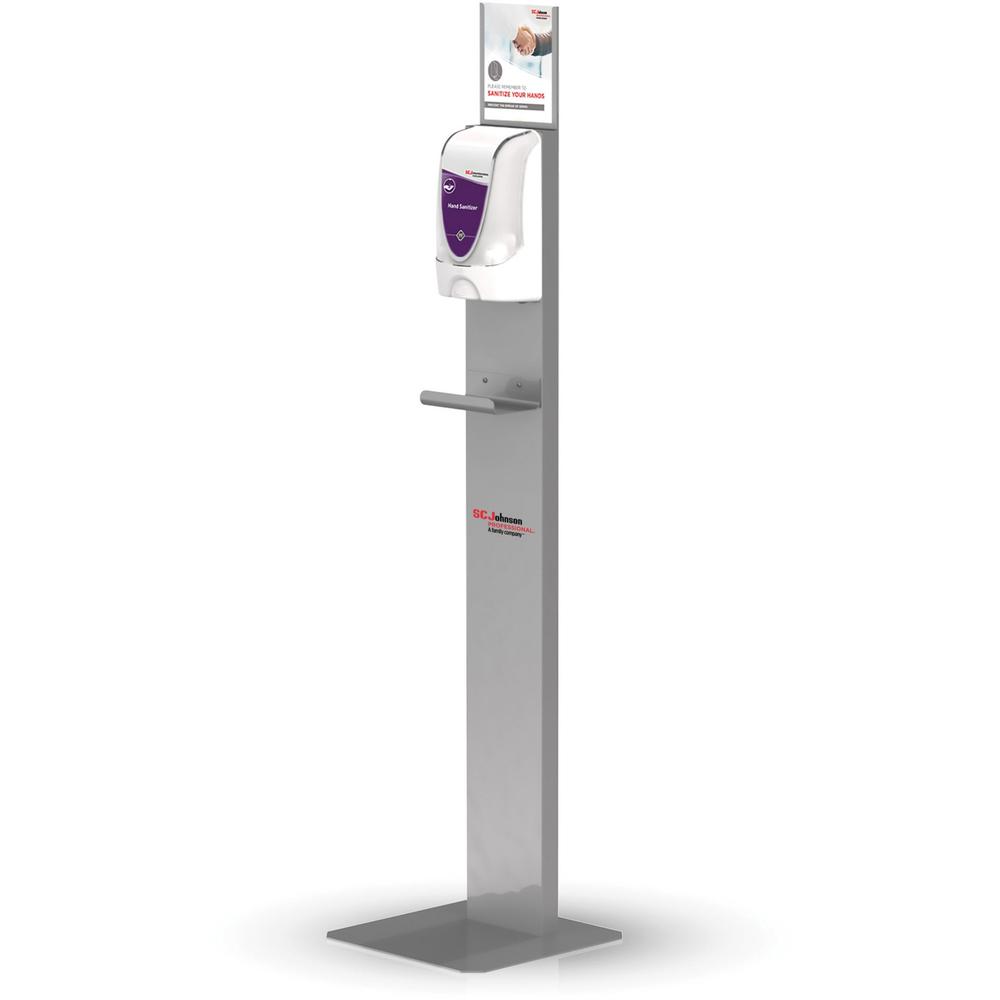 SC Johnson Hand Hygiene Touch-free Dispenser Stand - Automatic - Touch-free, Sturdy, Durable, Wear Resistant, Tear Resistant - Silver - 1Each. Picture 1