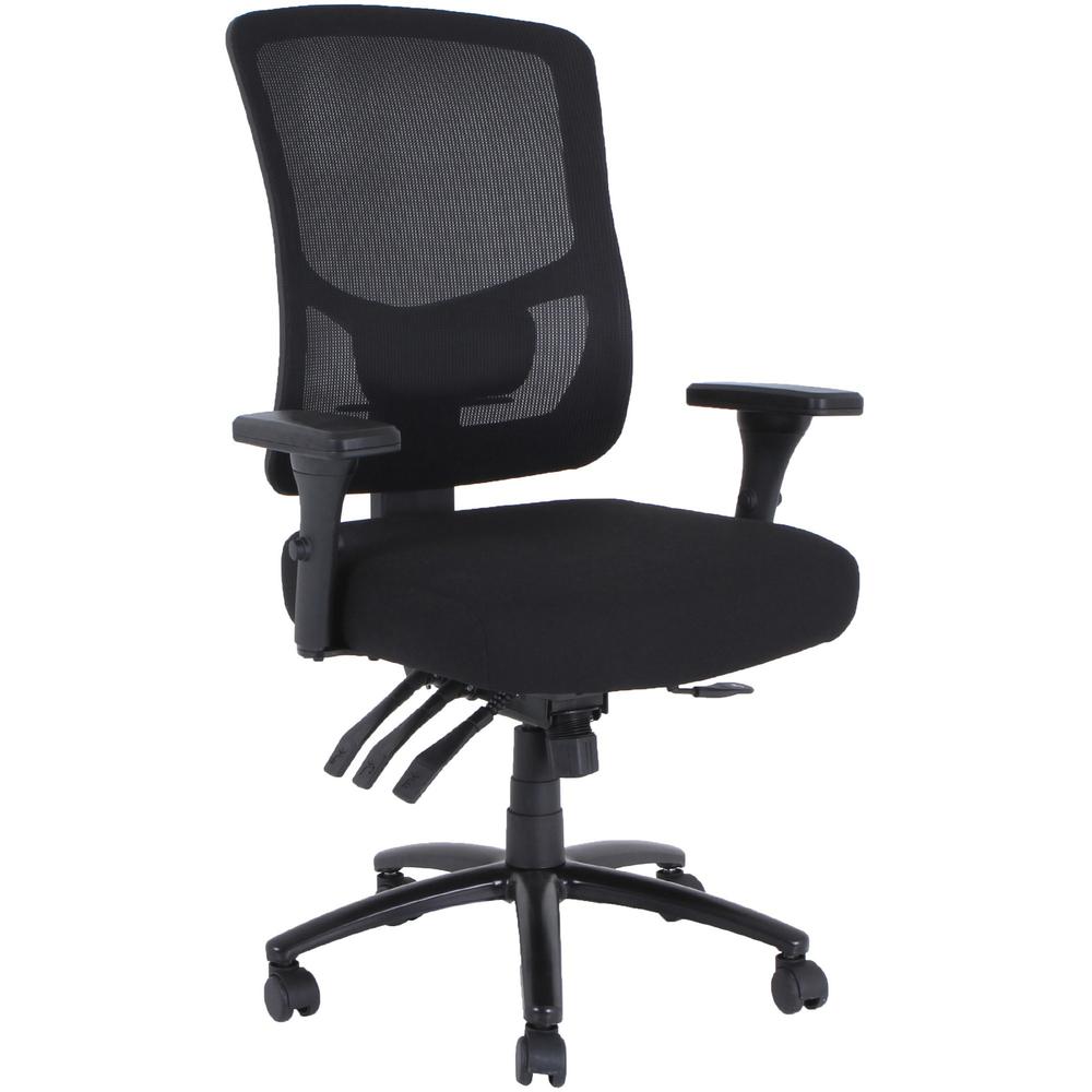 Lorell Big & Tall Mesh Back Chair - Fabric Seat - Black - 1 Each. Picture 1