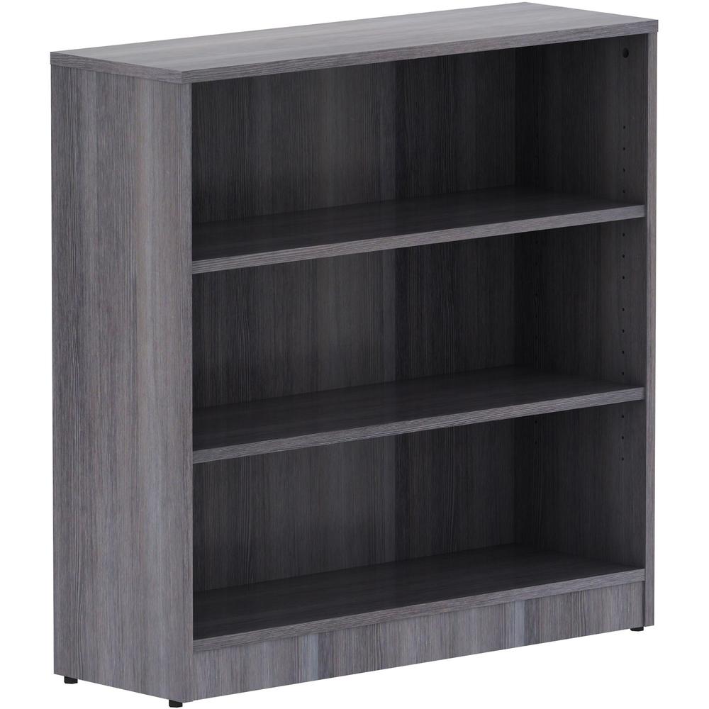 Lorell Laminate Bookcase - 36" x 12" x 36" - 3 x Shelf(ves) - Sturdy, Laminated, Contemporary Style, Square Edge, Adjustable Feet - Weathered Charcoal - Medium Density Fiberboard (MDF) - Assembly Requ. Picture 1