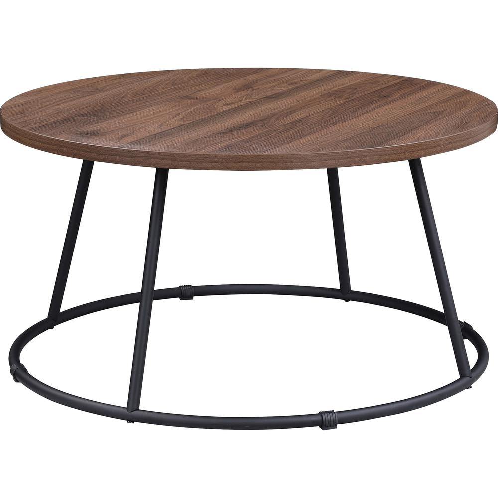 Lorell Accession Coffee Table - Walnut Round Top - Powder Coated Four Leg Base - 4 Legs - 200 lb Capacity x 1" Table Top Thickness x 31.50" Table Top Diameter - 16.75" Height - Assembly Required - Lam. Picture 1