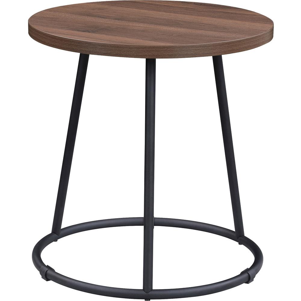 Lorell Accession End Table - Round Top - Powder Coated Four Leg Base - 4 Legs - 200 lb Capacity x 1" Table Top Thickness x 19" Table Top Diameter - 19.75" Height - Assembly Required - Walnut - Laminat. Picture 1