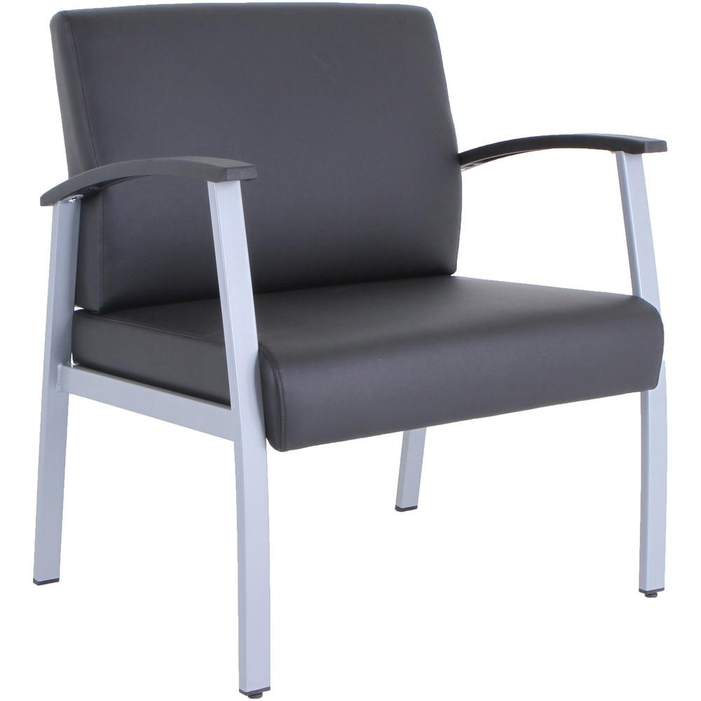 Lorell Healthcare Reception Big & Tall Antimicrobial Guest Chair - Vinyl Seat - Vinyl Back - Powder Coated Silver Steel Frame - Four-legged Base - Black, Silver - Armrest - 1 Each. Picture 1