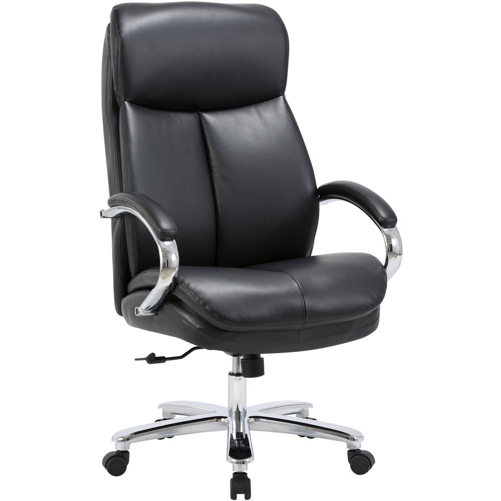 Lorell Big & Tall High-Back Chair - Bonded Leather Seat - Black Bonded Leather Back - High Back - Black - Armrest - 1 Each. Picture 1