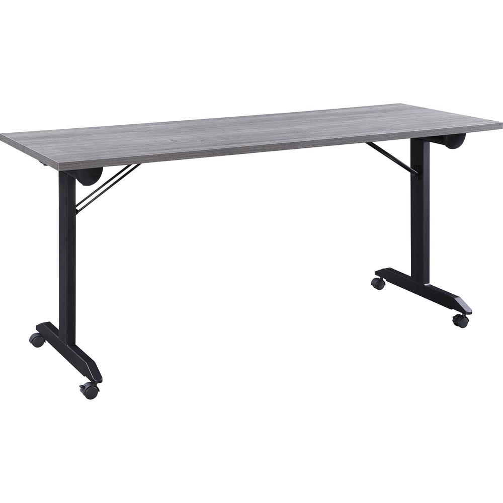 Lorell Mobile Folding Training Table - Rectangle Top - Powder Coated Base - 200 lb Capacity x 63" Table Top Width - 29.50" Height x 63" Width x 29.50" Depth - Assembly Required - Gray - Laminate Top M. Picture 1