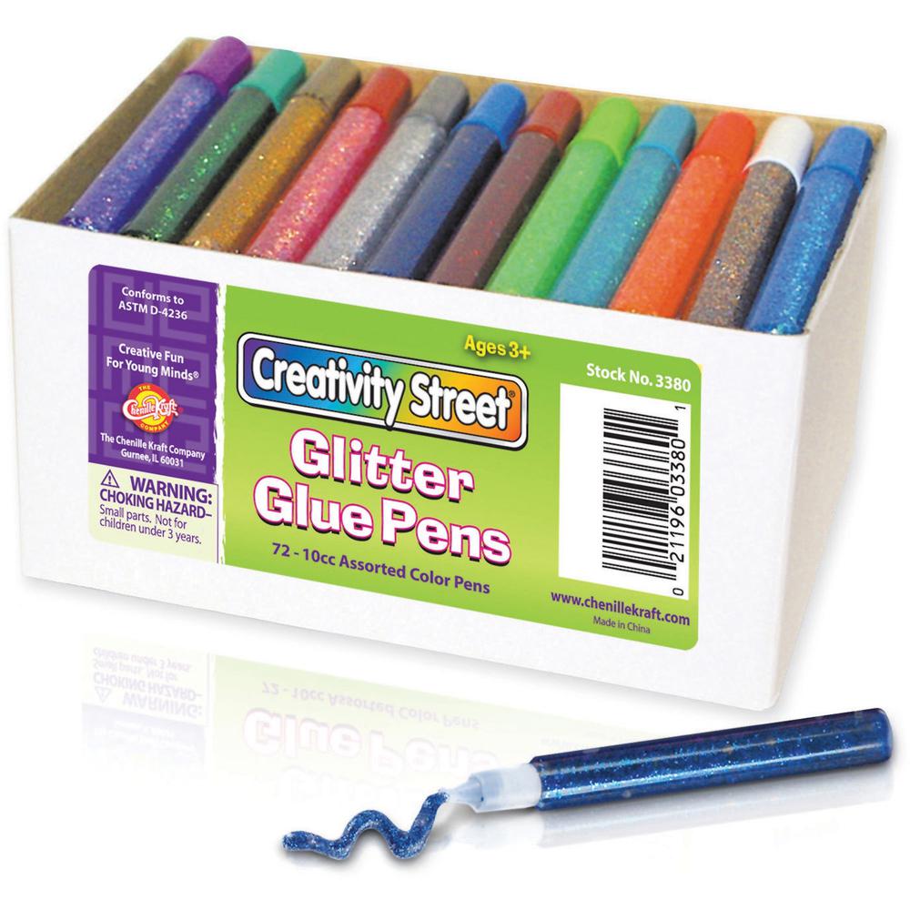 Creativity Street Glitter Glue Pens Classpack - Decoration, Fun and Learning, Collage, Classroom - 72 / Box - Assorted Neon. Picture 1
