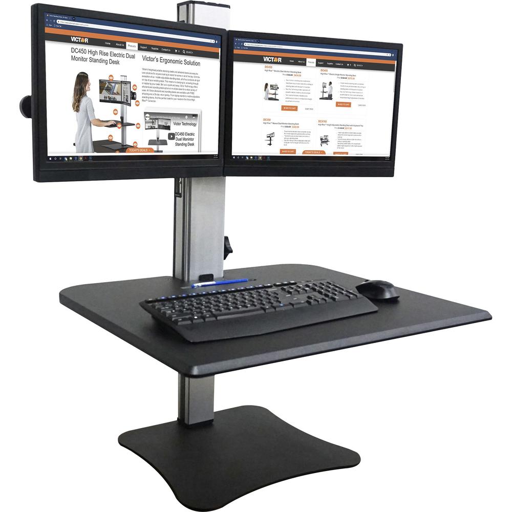 Victor DC350 Dual Monitor Sit-Stand Desk Converter - Up to 24" Screen Support - 25 lb Load Capacity - 20" Height x 28" Width x 23" Depth - Desktop, Tabletop - High Pressure Laminate (HPL) - Wood, Stee. Picture 1