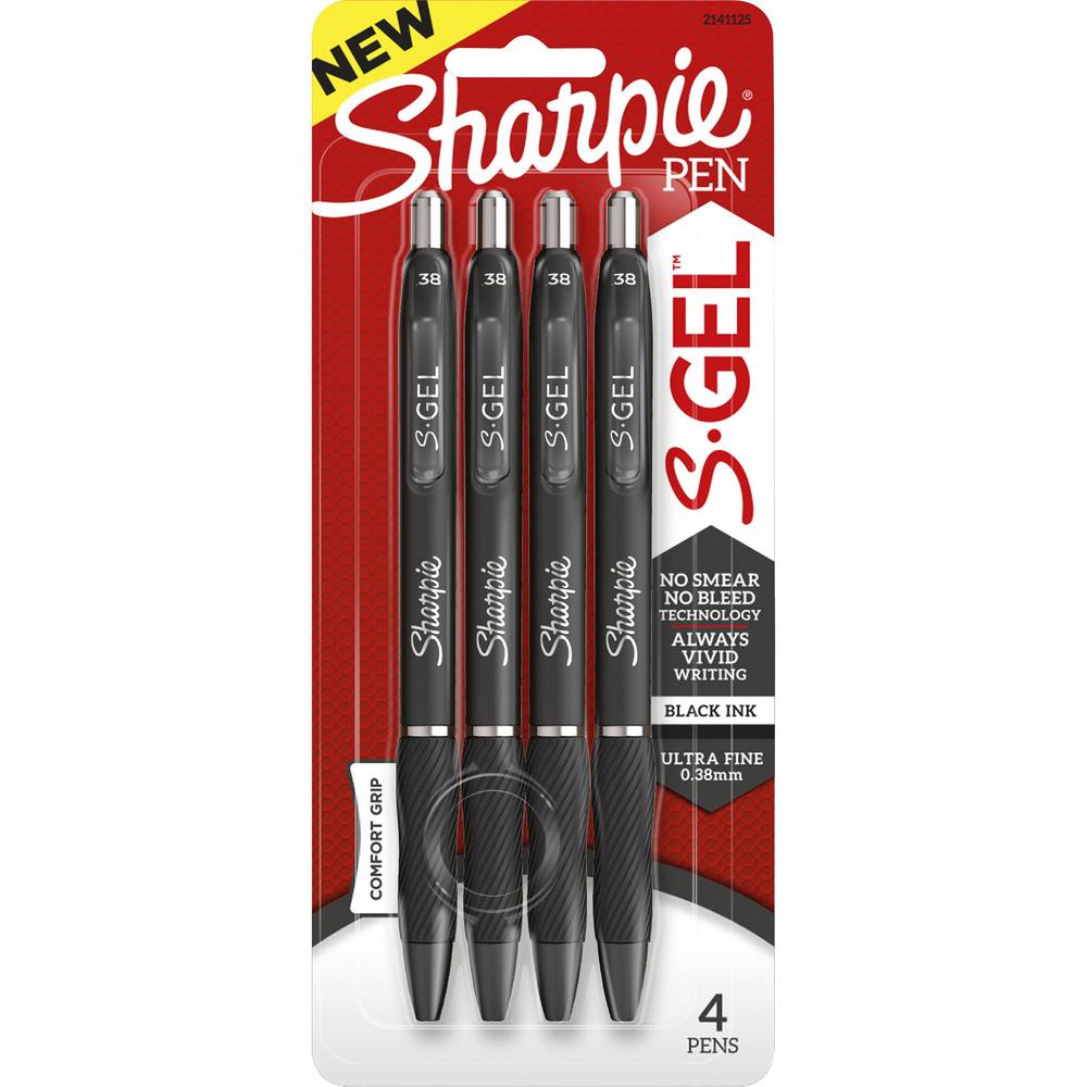 Sharpie S-Gel Pens - 0.38 mm Pen Point Size - Black Gel-based Ink - 4 / Pack. Picture 1