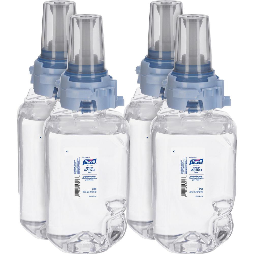 PURELL&reg; Hand Sanitizer Foam Refill - Clean Scent - 23.7 fl oz (700 mL) - Pump Bottle Dispenser - Kill Germs - Hand - Moisturizing - Clear - 4 / Carton. Picture 1