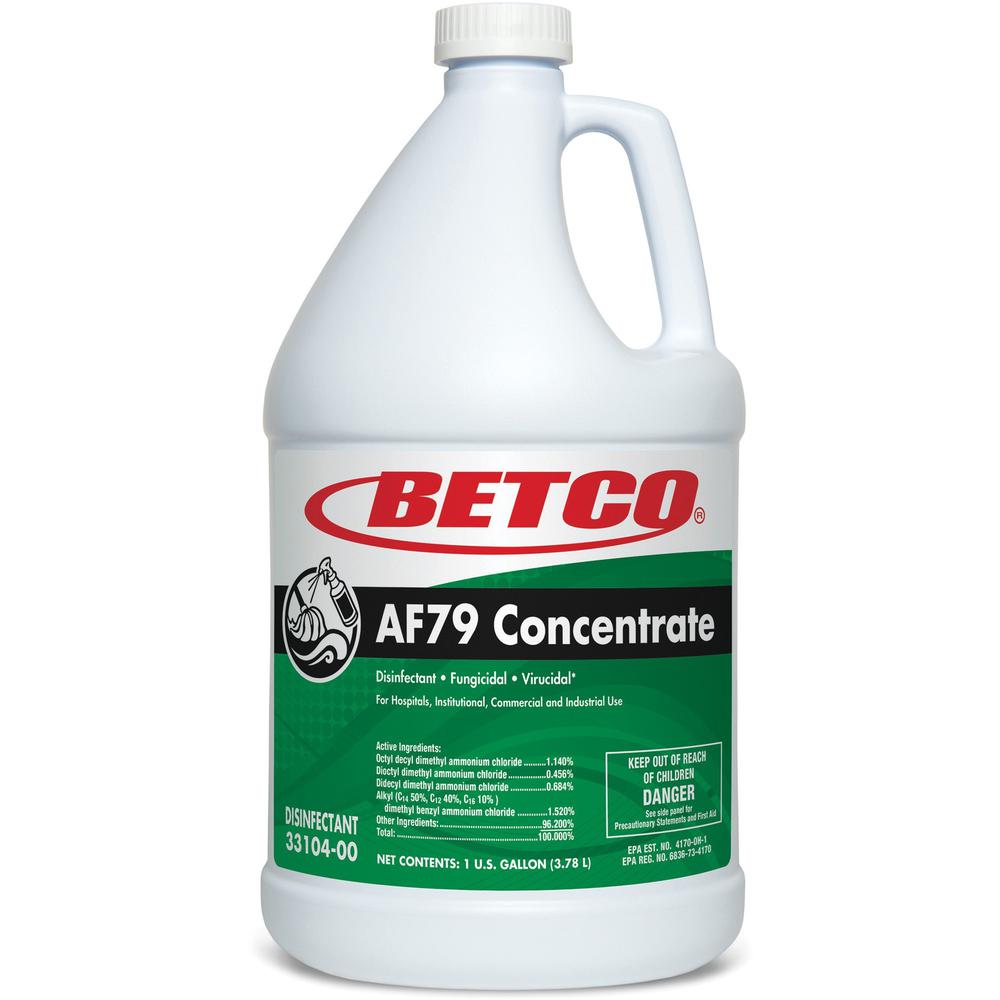 Betco AF79 Concentrate Disinfectant - Concentrate - 128 fl oz (4 quart) - Ocean Breeze Scent - 1 Each - Deodorize, Disinfectant, Non-abrasive - Green. Picture 1