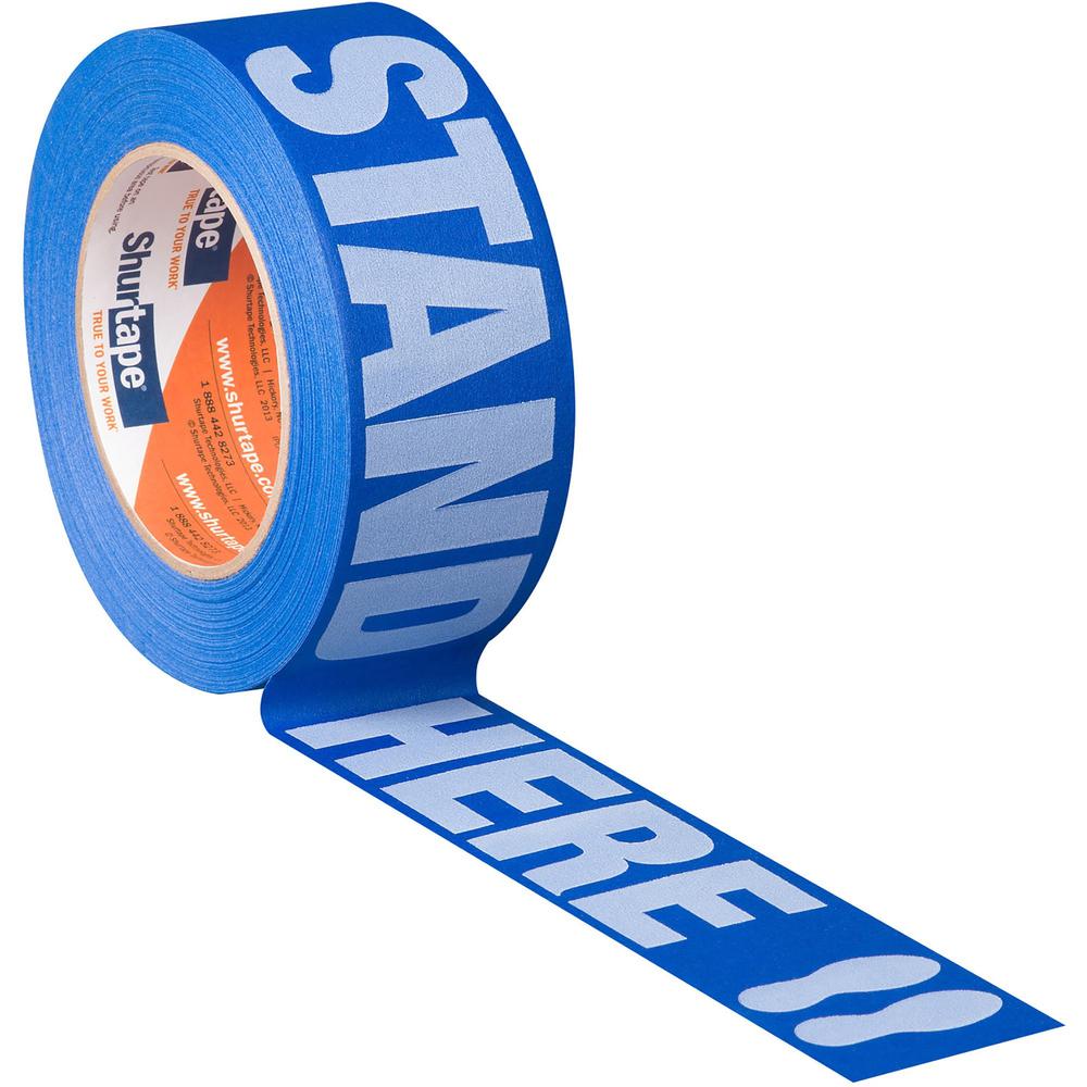 Duck STAND HERE Floor Marking Tape - 60 yd Length x 1.88" Width - 1 / Roll - 100 Per Roll - Blue. The main picture.
