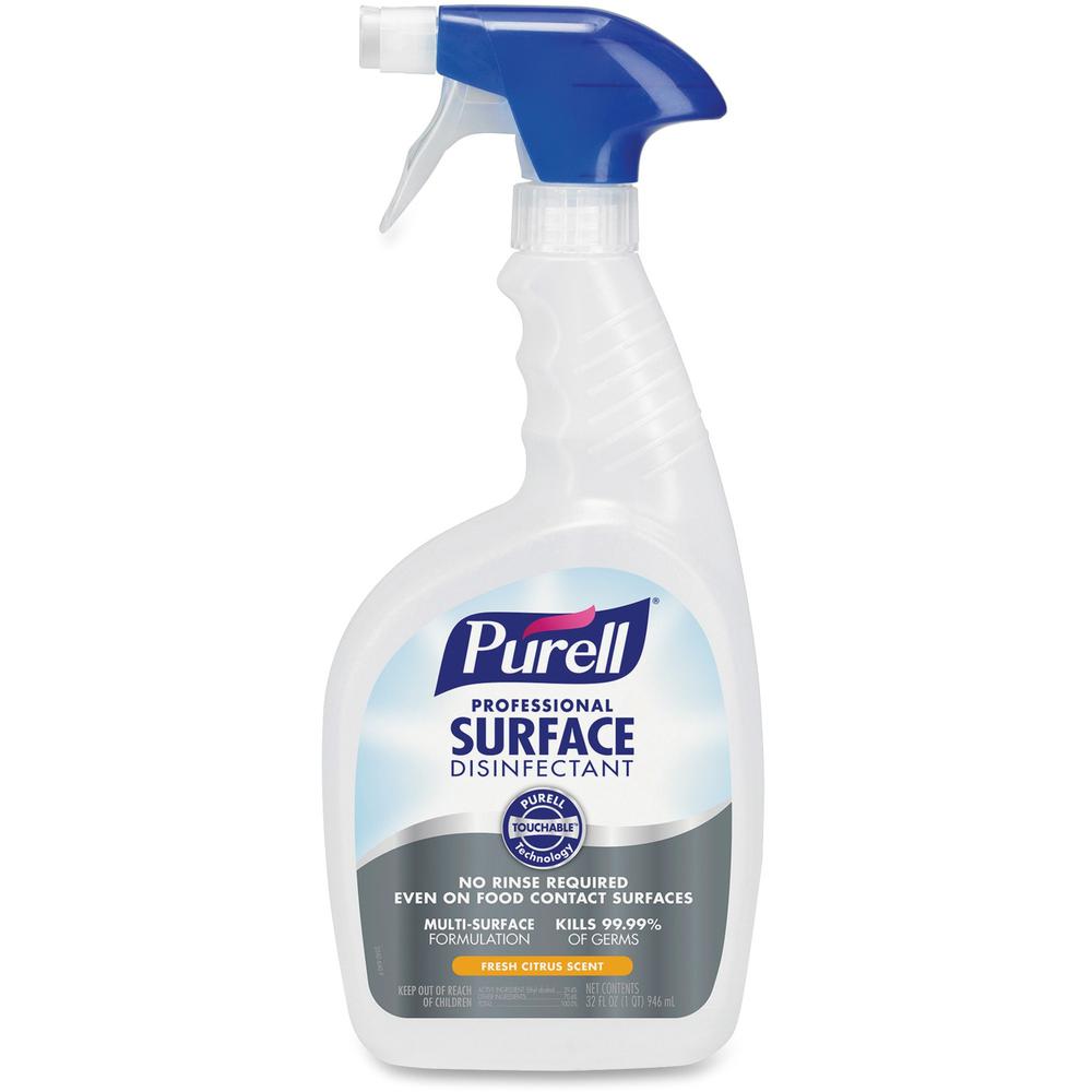 PURELL&reg; Professional Surface Disinfectant - Spray - 32 fl oz (1 quart) - Fresh Citrus Scent - 6 / Carton - Clear. Picture 1
