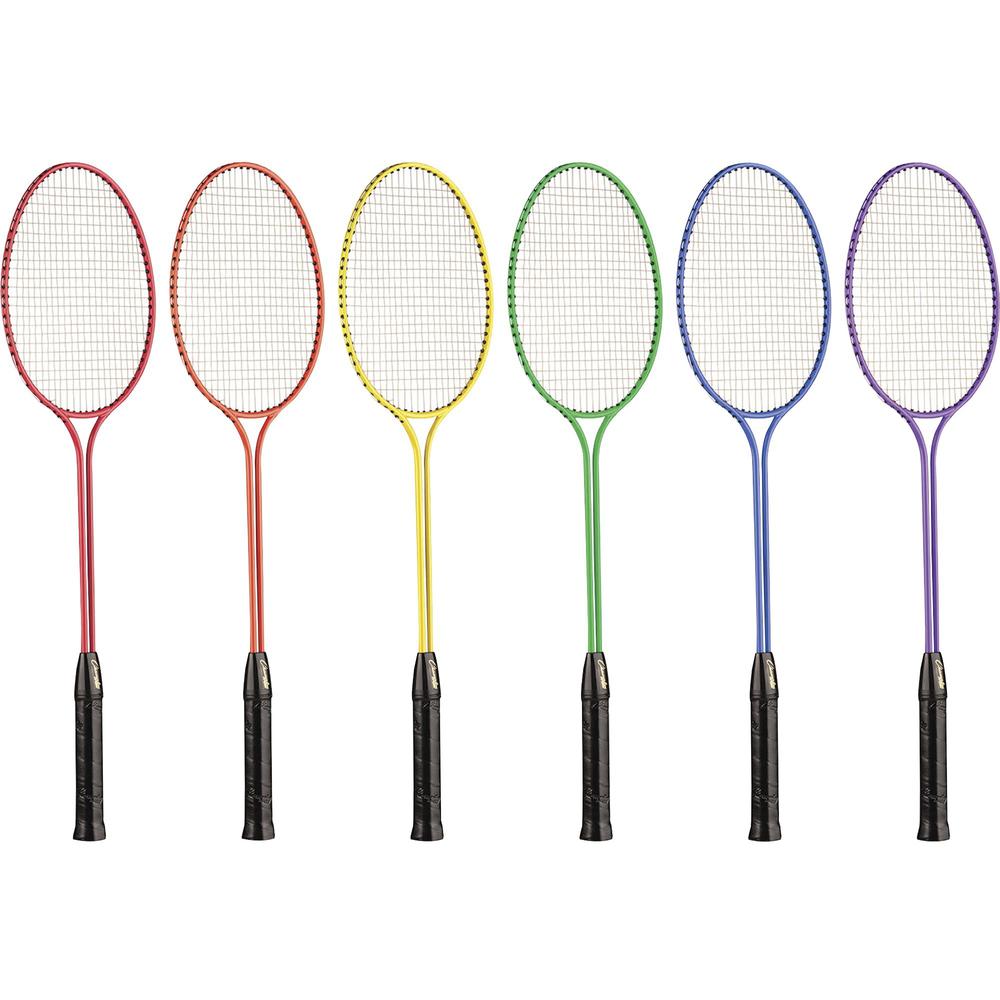 Champion Sports Tempered Steel Twin Shaft Badminton Racket Set - Red, Orange, Yellow, Green, Blue, Purple - Nylon, Leather, Tempered Steel. Picture 1