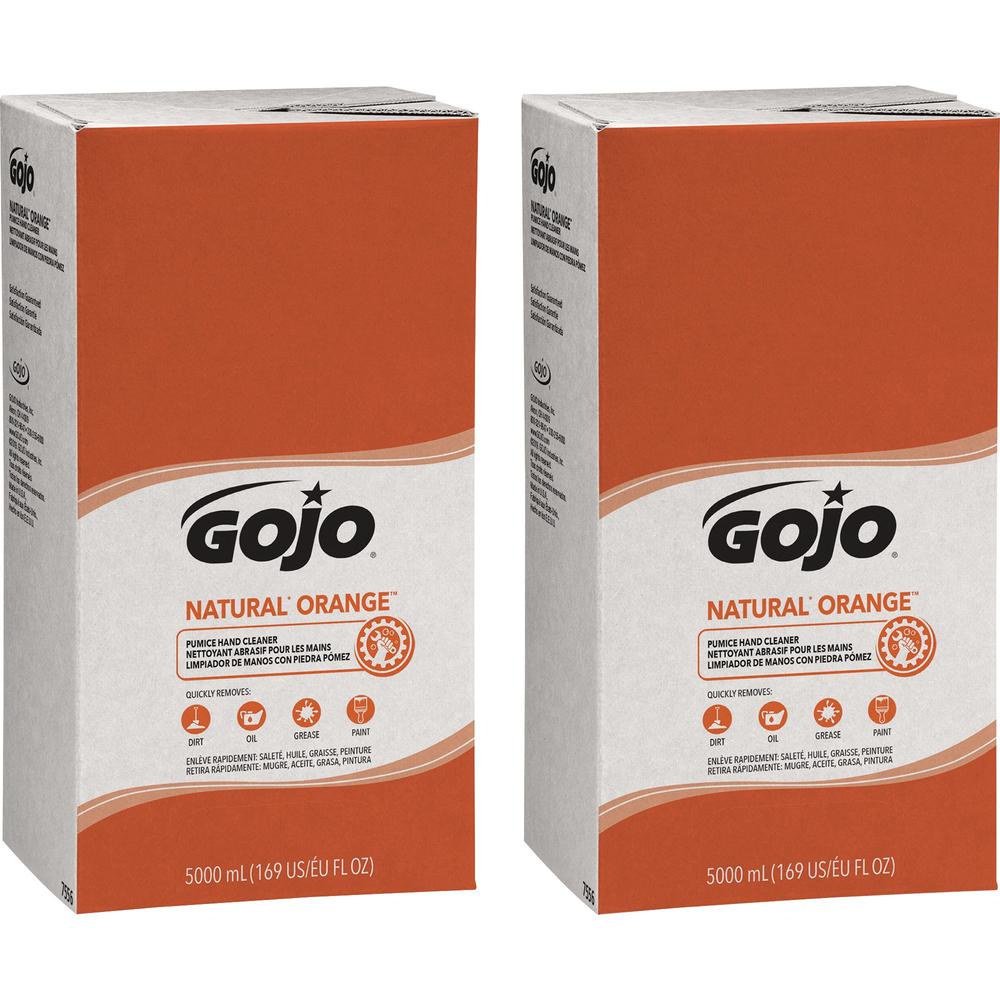 Gojo&reg; PRO TDX Refill Orange Pumice Hand Cleaner - Citrus Scent - 1.3 gal (5 L) - Oil Remover, Dirt Remover, Grease Remover - Hand - Walnut - Fast Acting - 2 / Carton. The main picture.