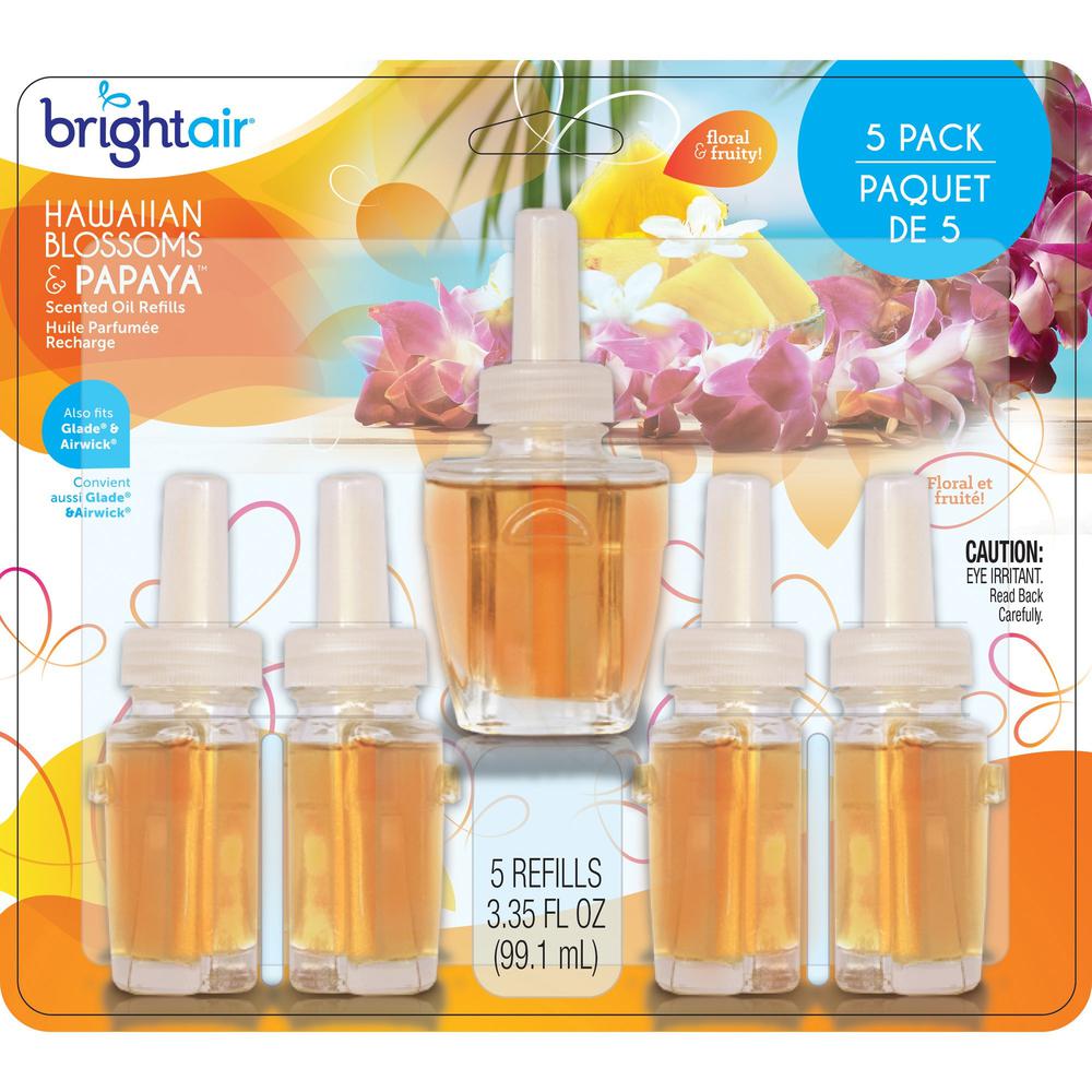 Bright Air Electric Scented Oil Air Freshen Refill - Oil - Natural, Papaya - 5 / Pack - Long Lasting. Picture 1